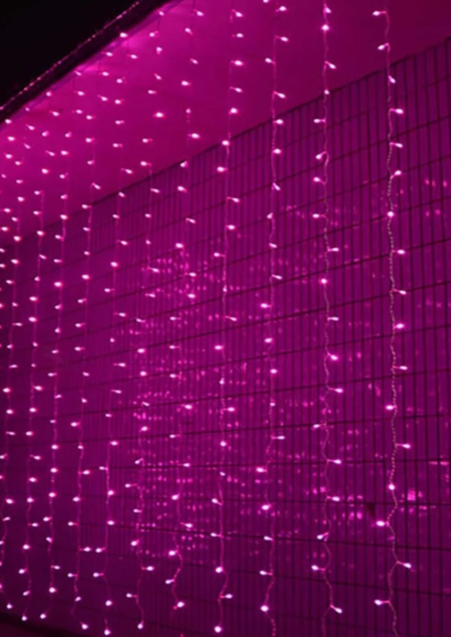 300 LED Twinkling Curtain Lights — 12 Strands, 8 Modes, Plug-In